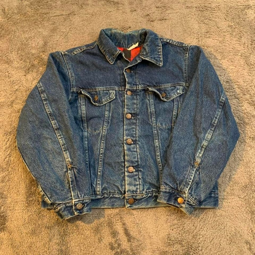Vintage 90s flannel Lined‎ Denim Jean Jacket